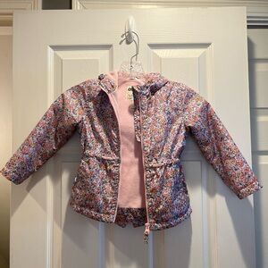 OshKosh B'gosh Colorful Floral Raincoat Fleece Lining